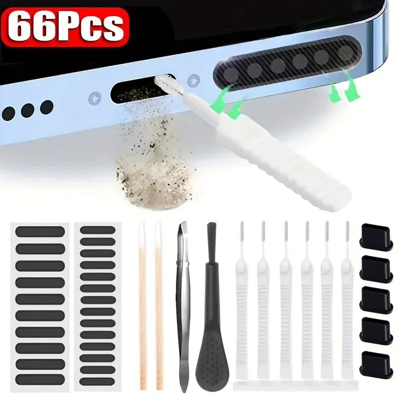 Comprehensive 66-Piece Phone Cleaning Tool Kit with Dust Remover Brush for Charging Port and Speaker Maintenance