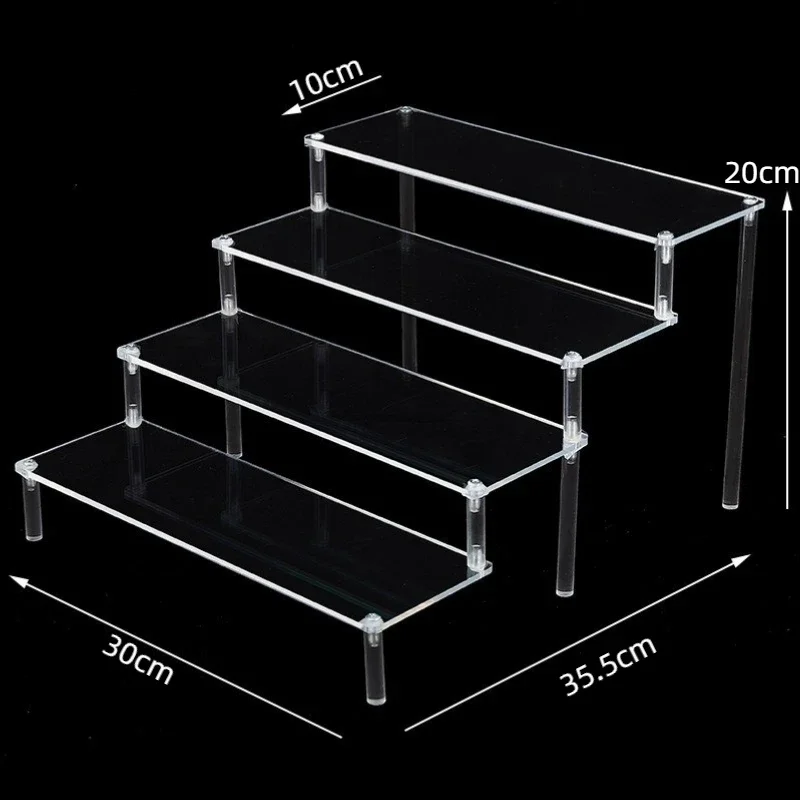 Sleek Black Acrylic Multi-Tier Display Stand for Collectibles and Décor