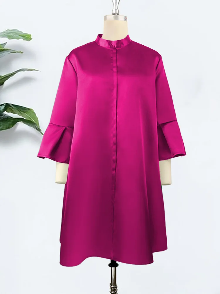 Plus Size Wide Dress For Women Satin Maxi Fashion Elegant Outfit Formal Luxury Long Loose Robe 2023 Summer Evening Party Dress
