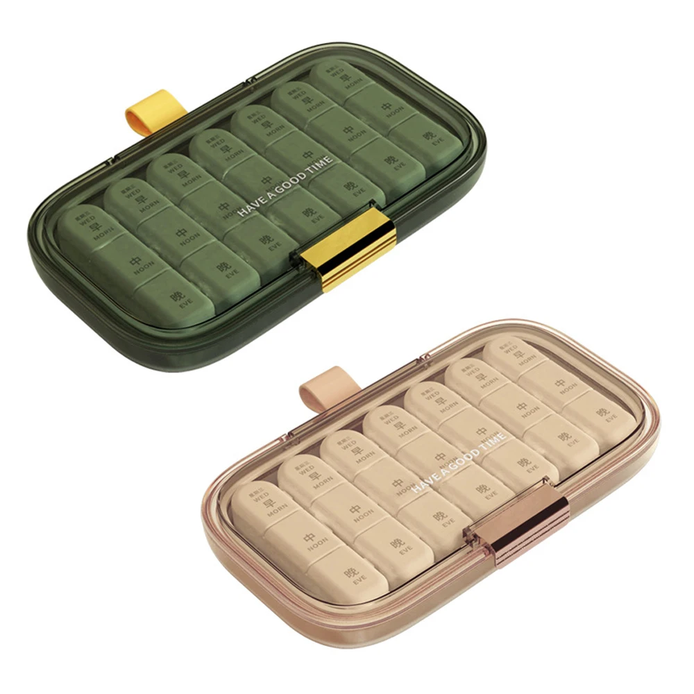 Weekly Pill Organizer, 7-Day Daily Medicine and Vitamin Storage Box with 3 Compartments per Day