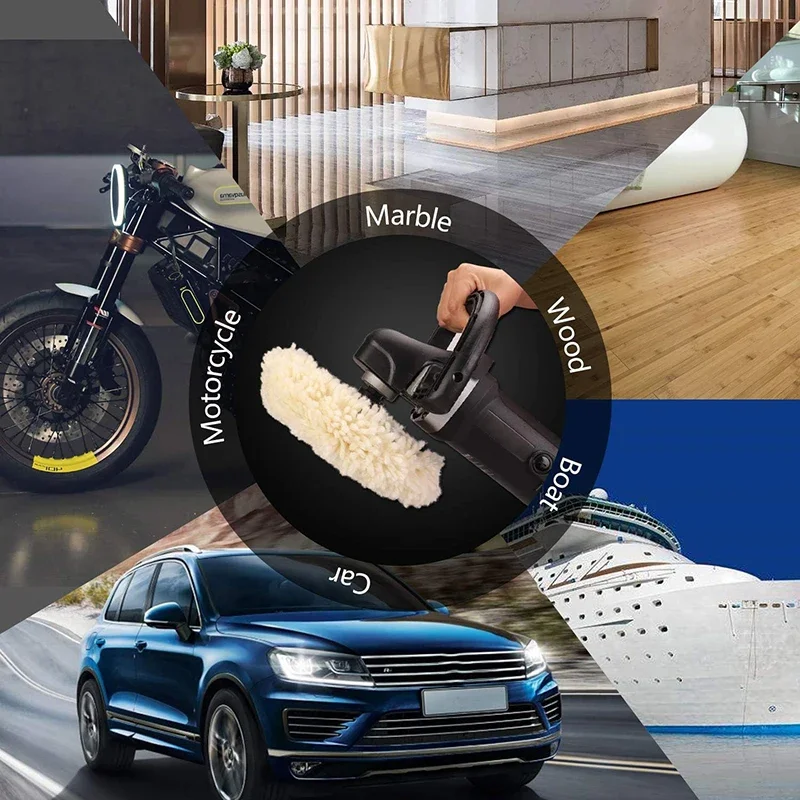6/7/8in Wool Polishing Pads 100% Natural Wool Buffing Pad for Compound Cutting Polishing with Hook And Loop Grip 3