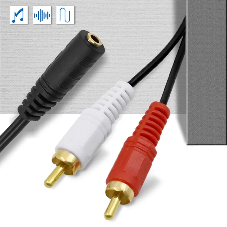 Universal 3.5mm Stereo Audio Female Jack To 2 RCA Male Socket To Headphone 3.5 Y Adapter Cable 50cm Home Tool Accessories
