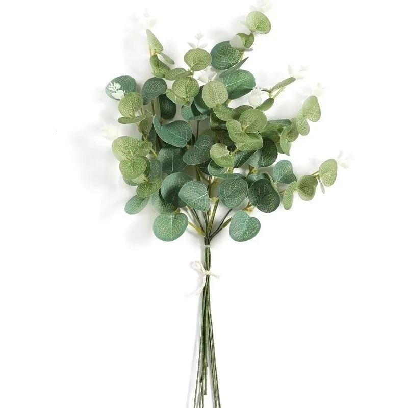 5/10 Stück künstliche Eukalyptusblätter, Stiele, Blattpflanze, künstliche Blumen für Heimdekoration, Garten, Hochzeit, Dekoration, Blumensträuße, Vase, Blumen – Detail 12