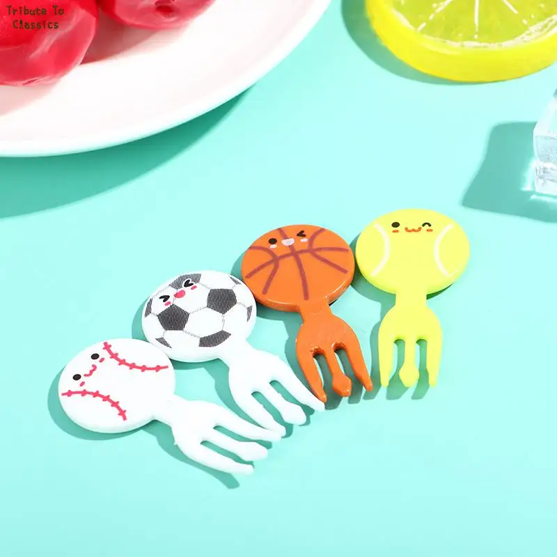 Description Picture 6 of item8Pcs For Kids Snack Cake Dessert Bento Box Decor Party Essentials Cute Sport Style Food Fork Picks Mini Cartoon Fork Toothpicks