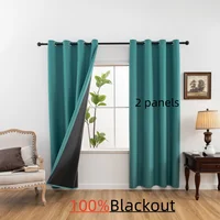 2pcs Solid 100% Blackout Curtain - Curtains for Bedroom and Living Room - UV Protection, Easy Sliding, and Stylish Design 1