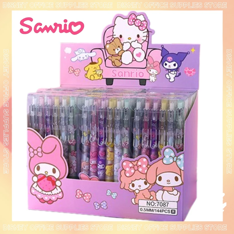 

Sanrio 24/144 шт., Iigen гелевая ручка в стиле мультфильма Kawaii, ручки 0,5, черный металлический крючок, студенческие канцелярские принадлежности в коробке, школьные принадлежности, детские подарки
