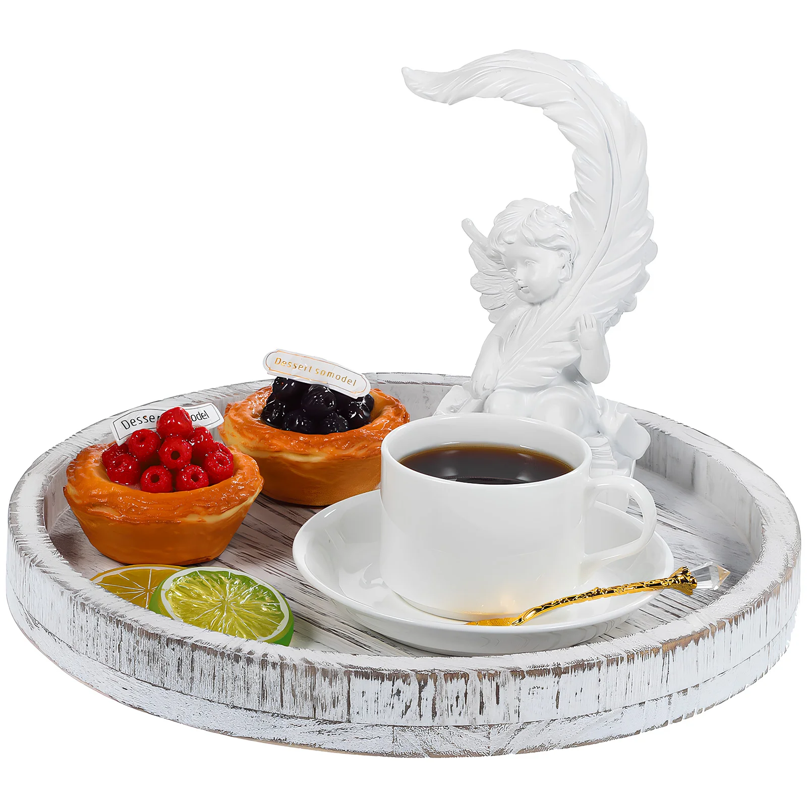 

2 Pcs Wooden Serving Tray Storage Plate Table Organizer Vanity Trays Decorative Centerpieces Plates Candlestick