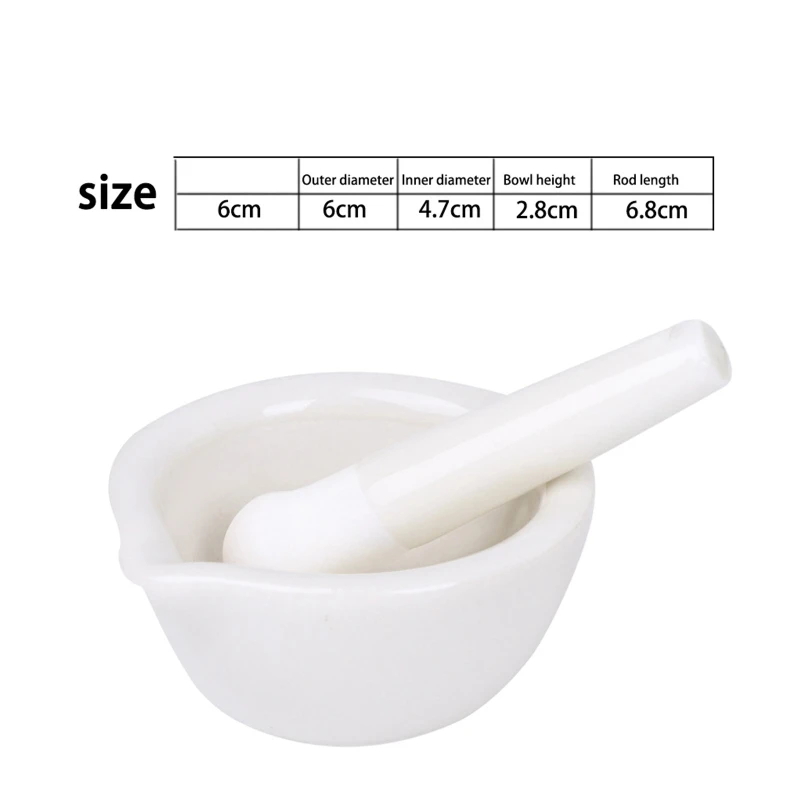 51BD Porcelain Mortar and Pestle Guacamole Spice Salads Nonporous Dishwasher Safe for Home Kitchen Cooking Helper Gadget