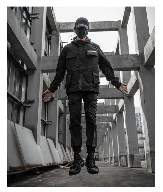 Reflective Patch Multi Pocket Hooded Jacket 17
