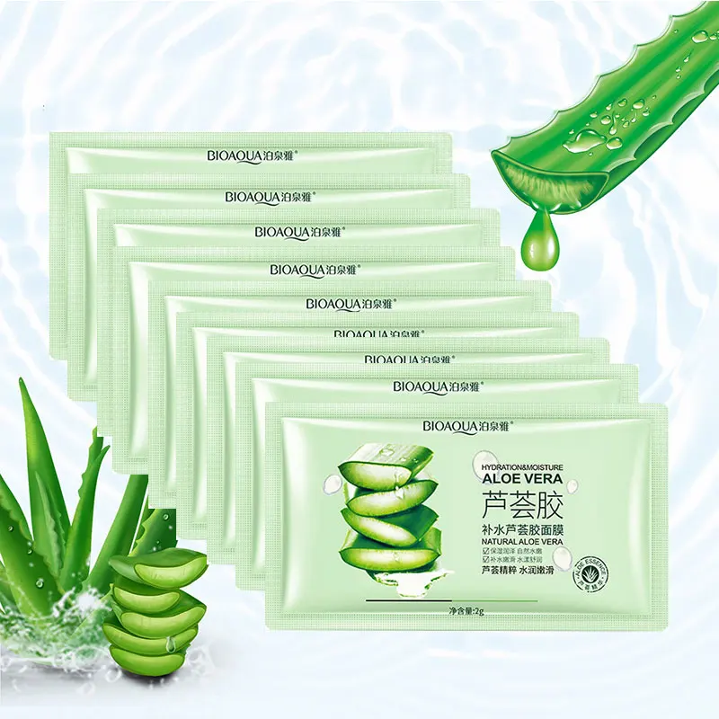 

10pcs Aloe Vera Glue Sleeping Mask Moisturizing Shrinking Pores Oil Control Smooth Tender Replenishment Fine Line Mask Cream