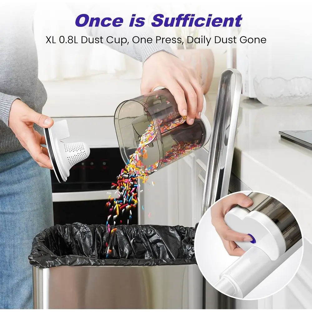 Electric Vacuum Cleaner 600W 22KPA Full-Size Stick Cleaner with 800ML Dual-Layer Cyclone Dust Cup, HEPA Filtration, Lightweight image 6