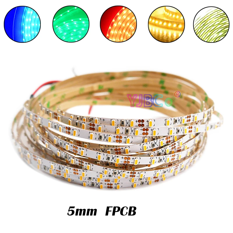 12V Narrow 5mm PCB High Bright 5M Natural White/White/warm white/Red/blue/Green/Yellow LED Strip 3014 SMD 120leds/M Lights tape