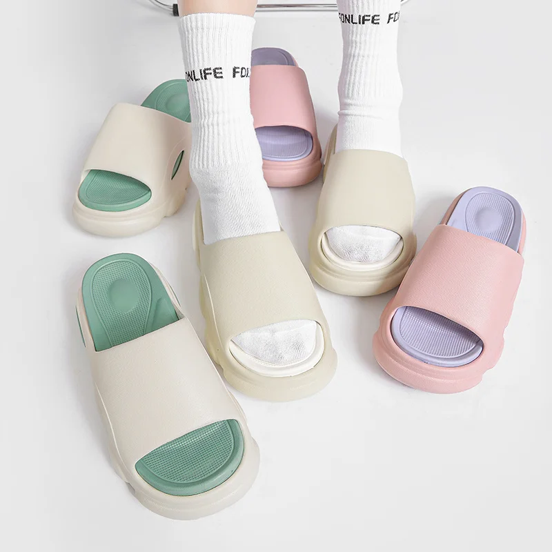 Kvinnors tjocka kuddar Sliders med mjukt skum Supermjuka halkfria tofflor för inomhus utomhus_voghion.com