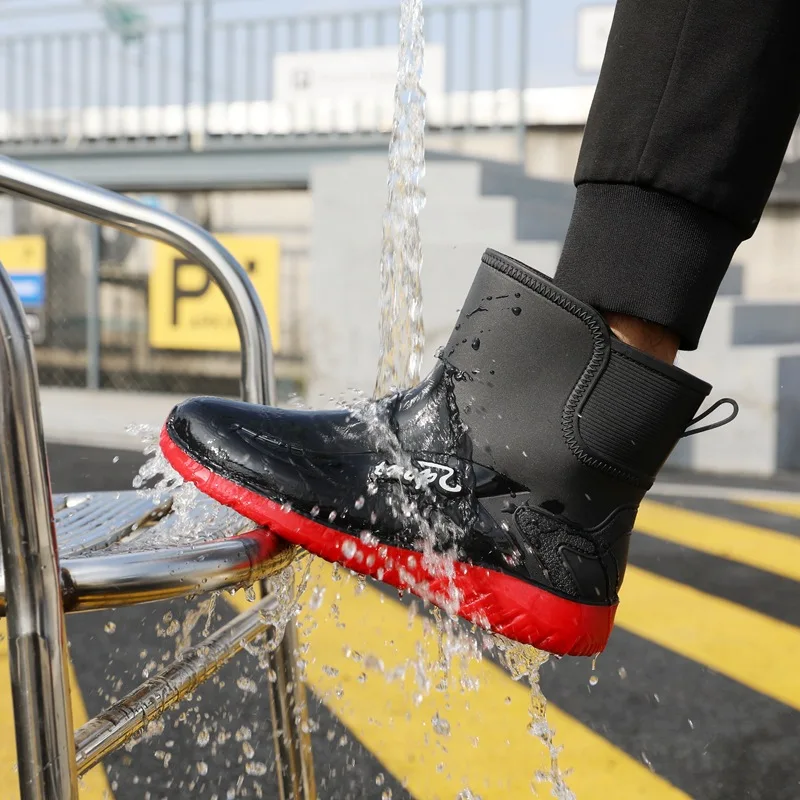Winter Men's Rain Shoes Windproof Cotton Rain Boots Warm Fashion Slip on Fishing  Shoes Outdoor Waterproof Work Boot Plus Size 44 - AliExpress