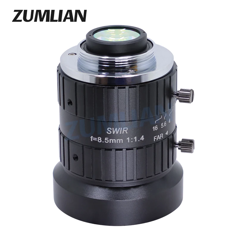 ZUMLIAN 8.5mm NIR 렌즈 750-1700nm 산업용 검사 카메라 2/3'' CMOS 센서 F1.4 수동 조리개 (4K NIR 카메라용)