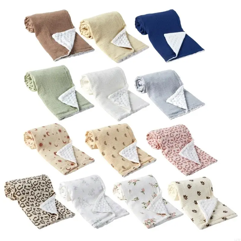 Baby Blanket with Dotted Backing, Infant Swaddles Wrap Receiving Blanket Double Layer Dotted Backing Quilt for Nursery 425F
