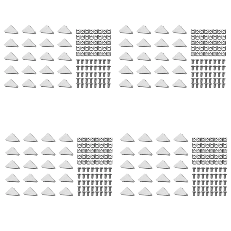 

2020 Series Aluminum Profile Connector Set, 80Pcs Corner Bracket,160Pcs T-Slot Nuts, 160Pcs Hex Socket Cap Screw Bolt