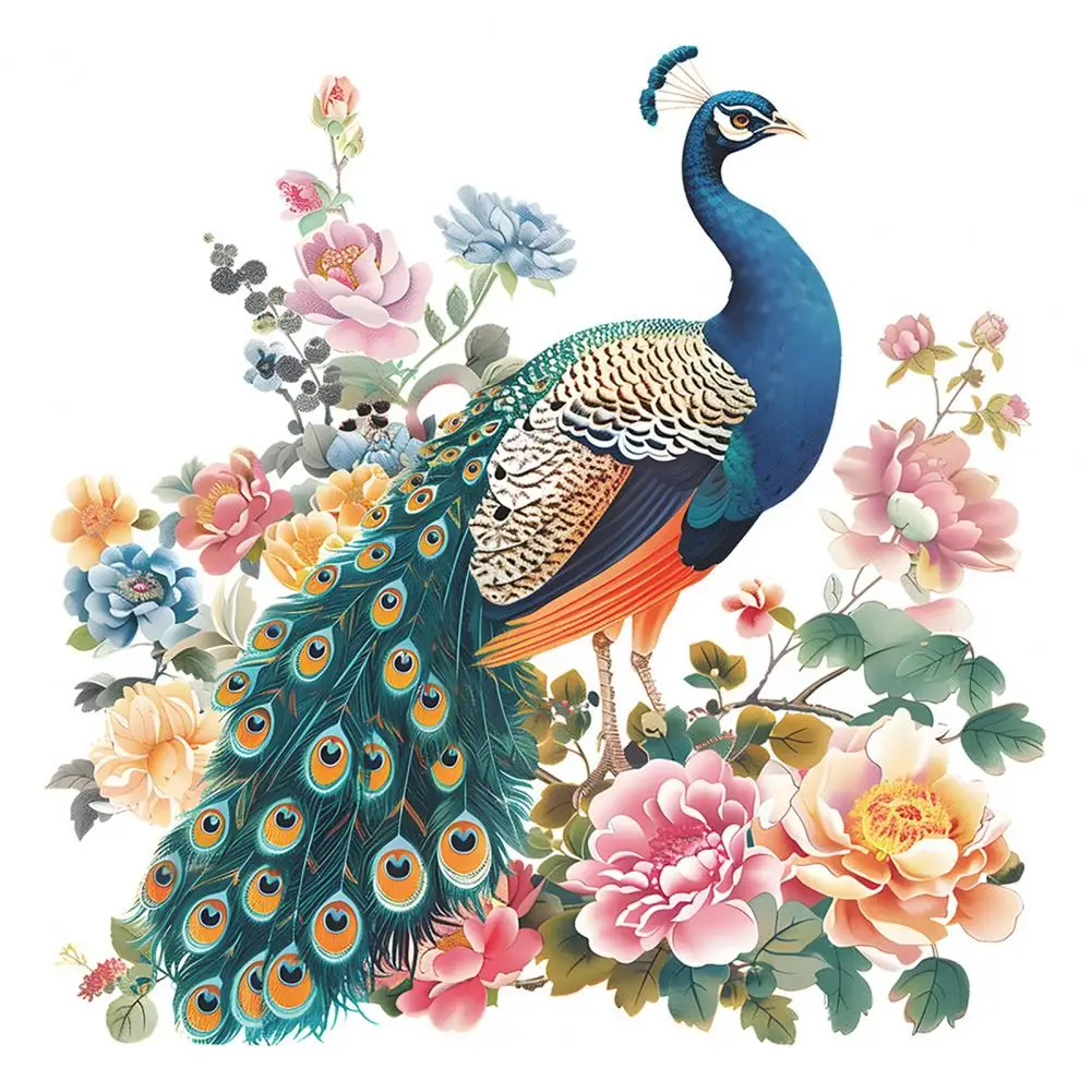 Self-adhesive Pvc Sticker Peacock Peony Flower Toilet Sticker Set Removable Waterproof Pvc Decals for Bathroom Wall Art for Room vinyl stickers,toilet stickers,toilet wall stickers