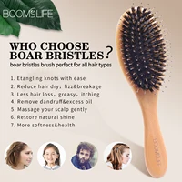 Brosse à cheveux en poils de sanglier doux pour femmes, peigne en bois pour cheveux, tête, cuir chevelu, poignées de massage, angle, optique bouclée, outil de soin des cheveux longs 5