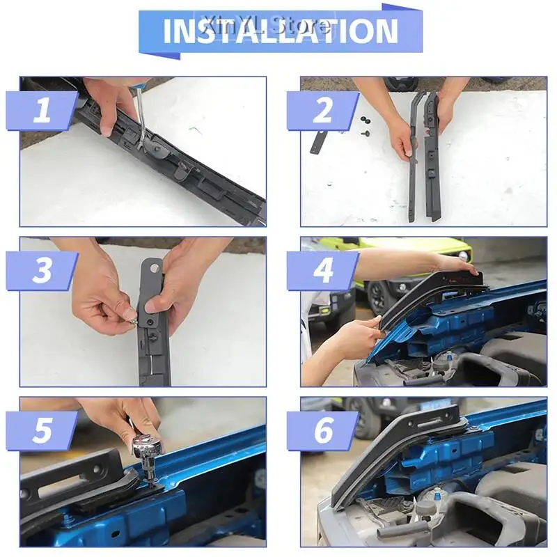 2PC 메탈 엔진 후드 핸들 장식 보호 손잡이 포드 브론코 2021 2022용 자동차 외장 액세서리