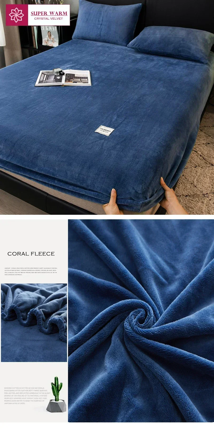 1Pcs Winter Milch Samt Spannbettlaken Nordic Einfarbig Plüsch Matratze Schutzhülle Dicke Warme Rutschfeste Matte für Zuhause – Detail 11
