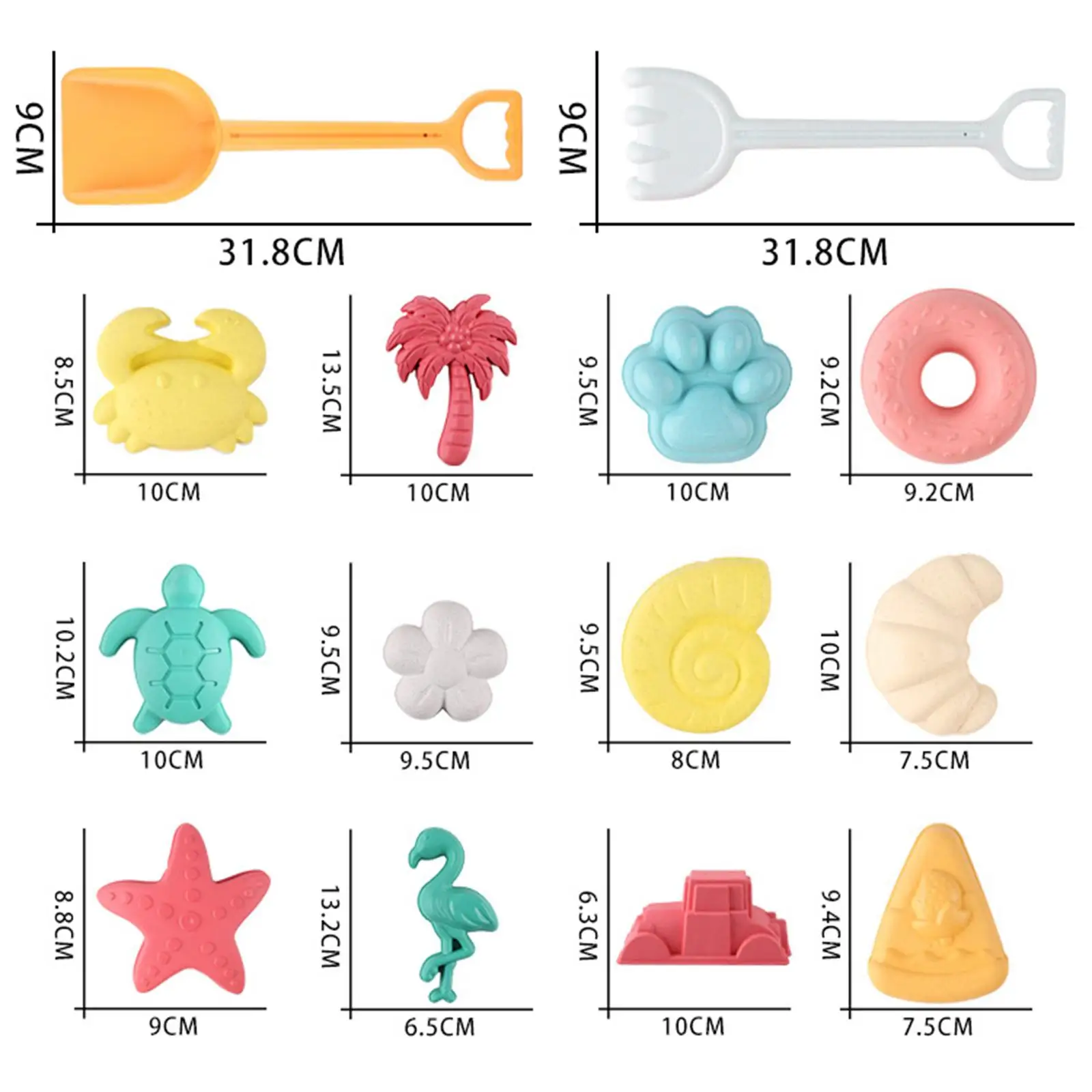 15Pcs Beach Toys Sand Set,Sand Toys Set,Includes Sand Models,Travel Beach Cart Crab Donut Travel Toys Sand Toys for Kids