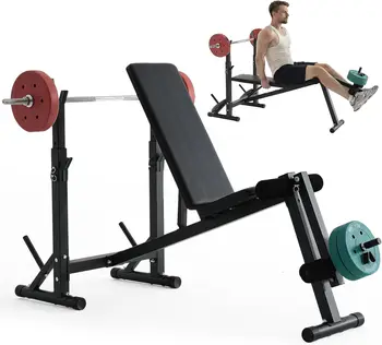 600LBS Incline Weight Bench, 4-in-1 Adjustable Workout Bench with Leg Extention 1