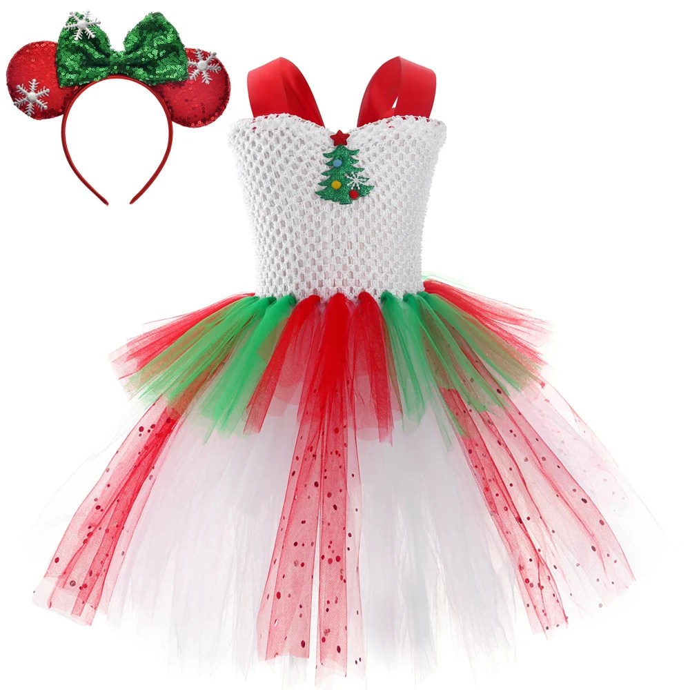 

Трехслойные рождественские костюмы для маленьких девочек, детское карнавальное платье-пачка, наряд с бантом, детская Рождественская одежда, подарок