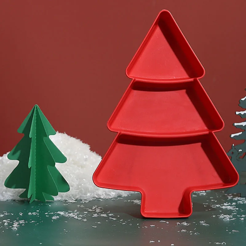 Description Picture 6 of item1Pc Creative Christmas Tree Fruit Plate Divided Household Snack Plate Plastic Candy Dried Fruit Melon Seed Storage Box