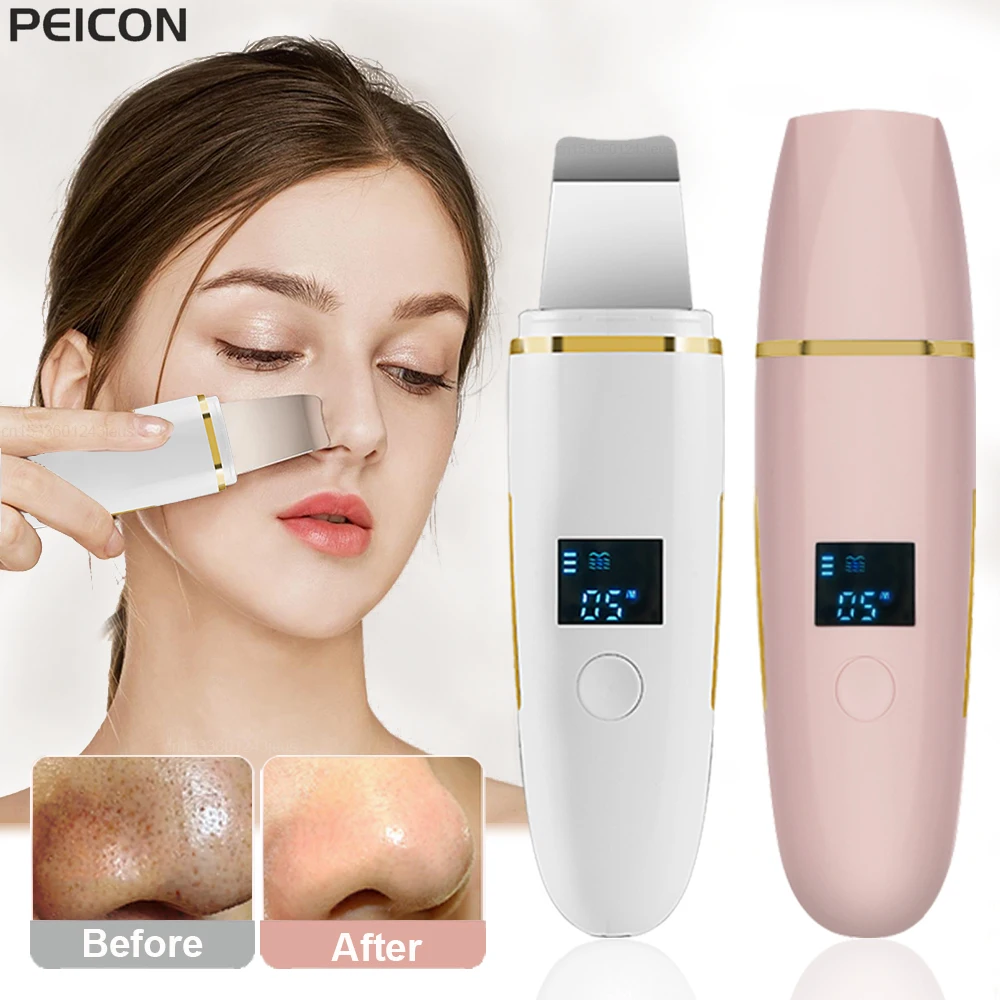 Ultrasonic Skin Scrubber Facial Peeling Blackhead Remover Deep Face Cleaning Pore Spatula