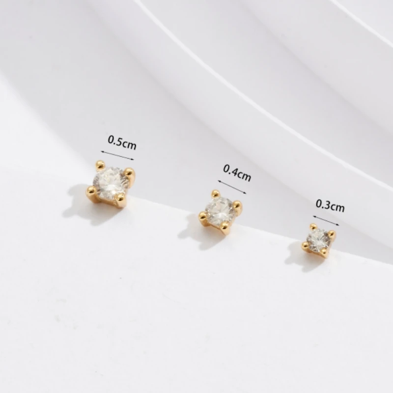 Aide 925 Sterling Silver 3pcs Set 2/3/4mm Mini Round Zircon