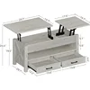 47.2" Lift Top Coffee Table with 2 Storage Drawers and Hidden Compartment Seventable Coffee Table ,Retro Center Table 3