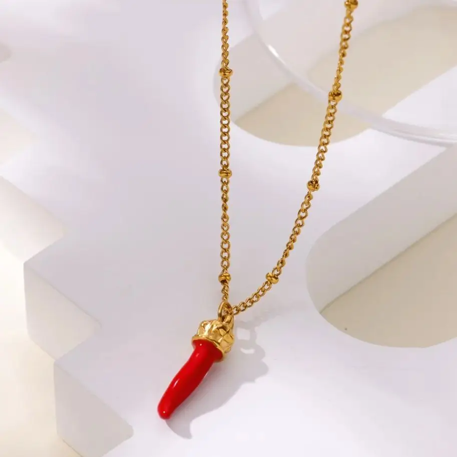 Red Chili Pendant Necklaces For Women