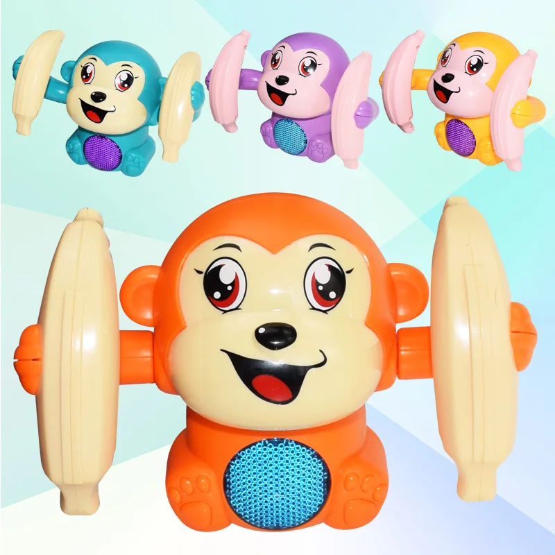 1pcs Baby Voice Control Rolling Little Monkey Toy Walk Sing Brain Game