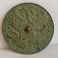 5" Collect Old Chinese Bronze Dynasty Dragon Phoenix Round Copper Mirror Decor Room Decor Home Accessories 2