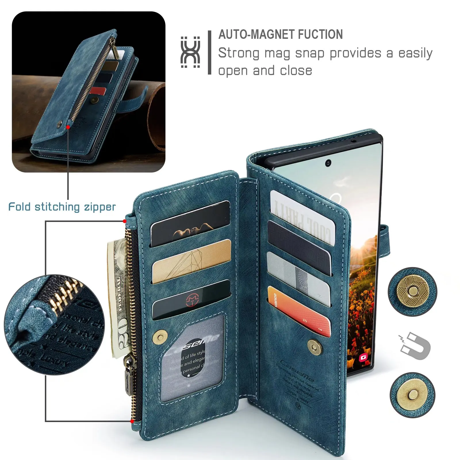 Ví Dành Cho Samsung S22 Cực S21 Plus S21 FE S20 Note 20 Vòng Tay Da PU Dây Kéo Đóng Từ Folio ốp Điện Thoại kawaii samsung phone cases