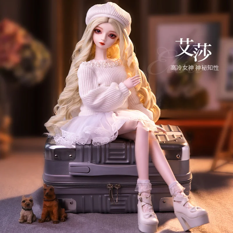 city of girls Handmade 1/3 Bjd Doll with Make Up 60cm Fashion City Girl in Sweater Dress Jointed Dolls Children Toys for Girls Gift