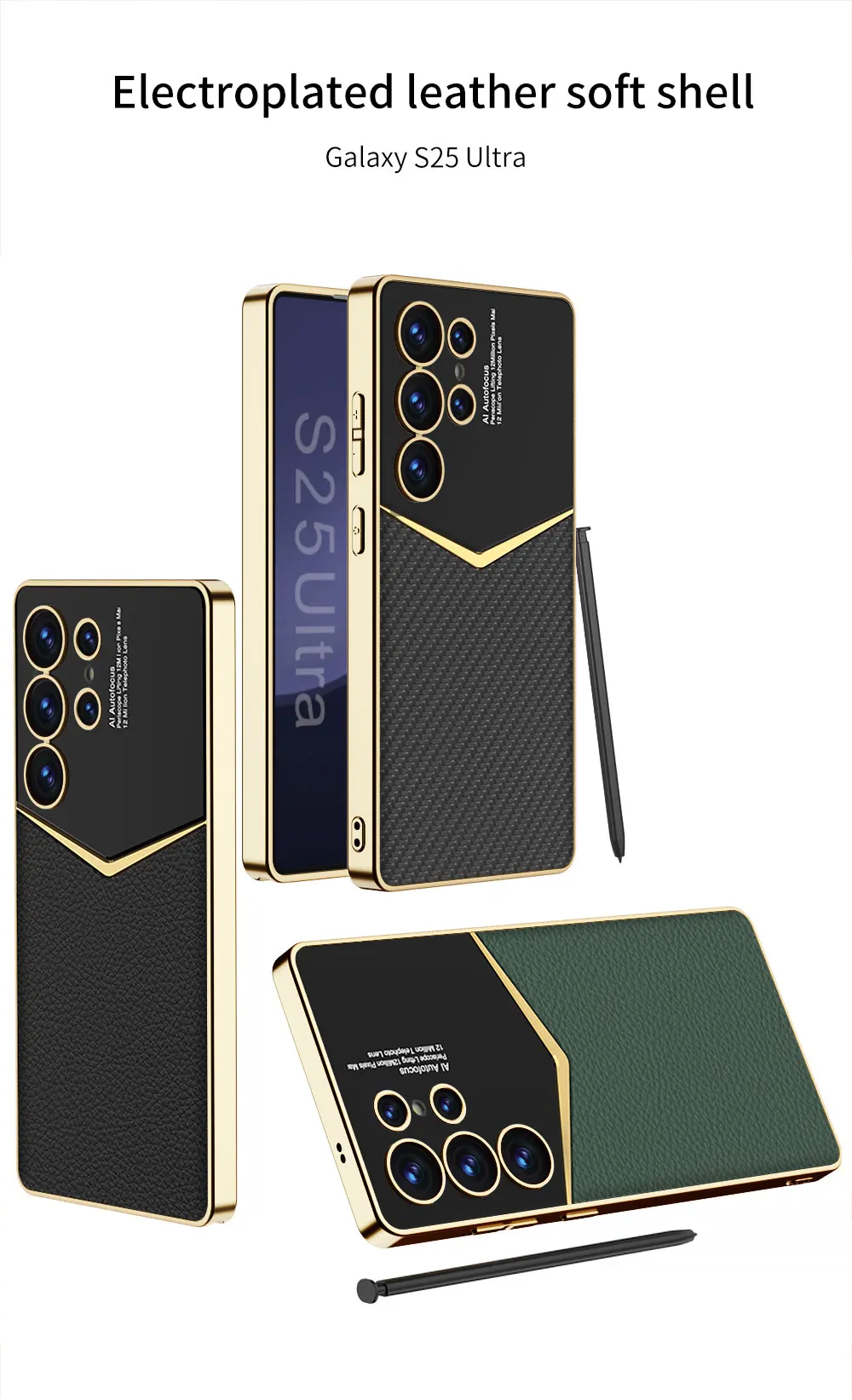 Luxury Leather Plating Case For Samsung Galaxy S25 Ultra Plus Camera Protective