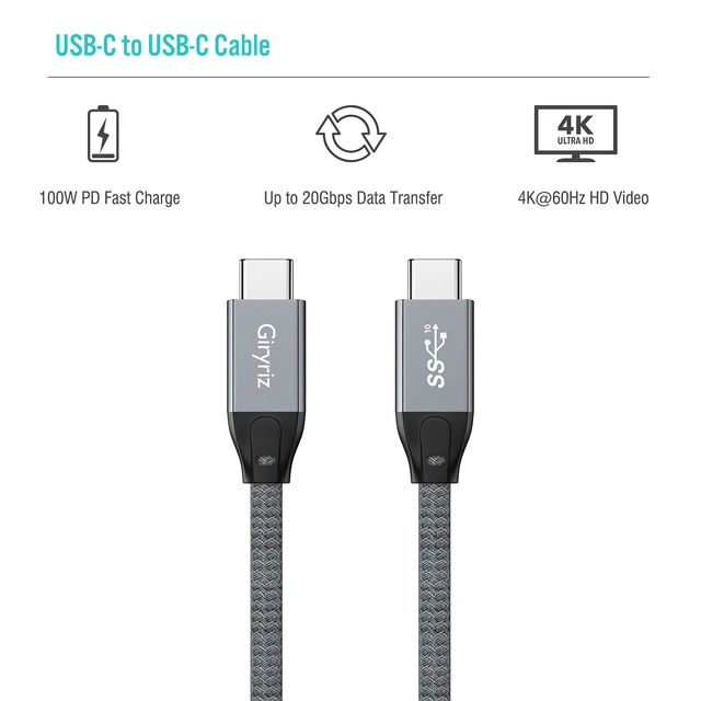 USB C to USB C Cable, 3.2 Gen 2 USB-C Cable 3.3ft - 4K UHD 20Gbps USB C  Cable 100W PD Fast Charging Cable for Thunderbolt 3, Oculus Quest, MacBook