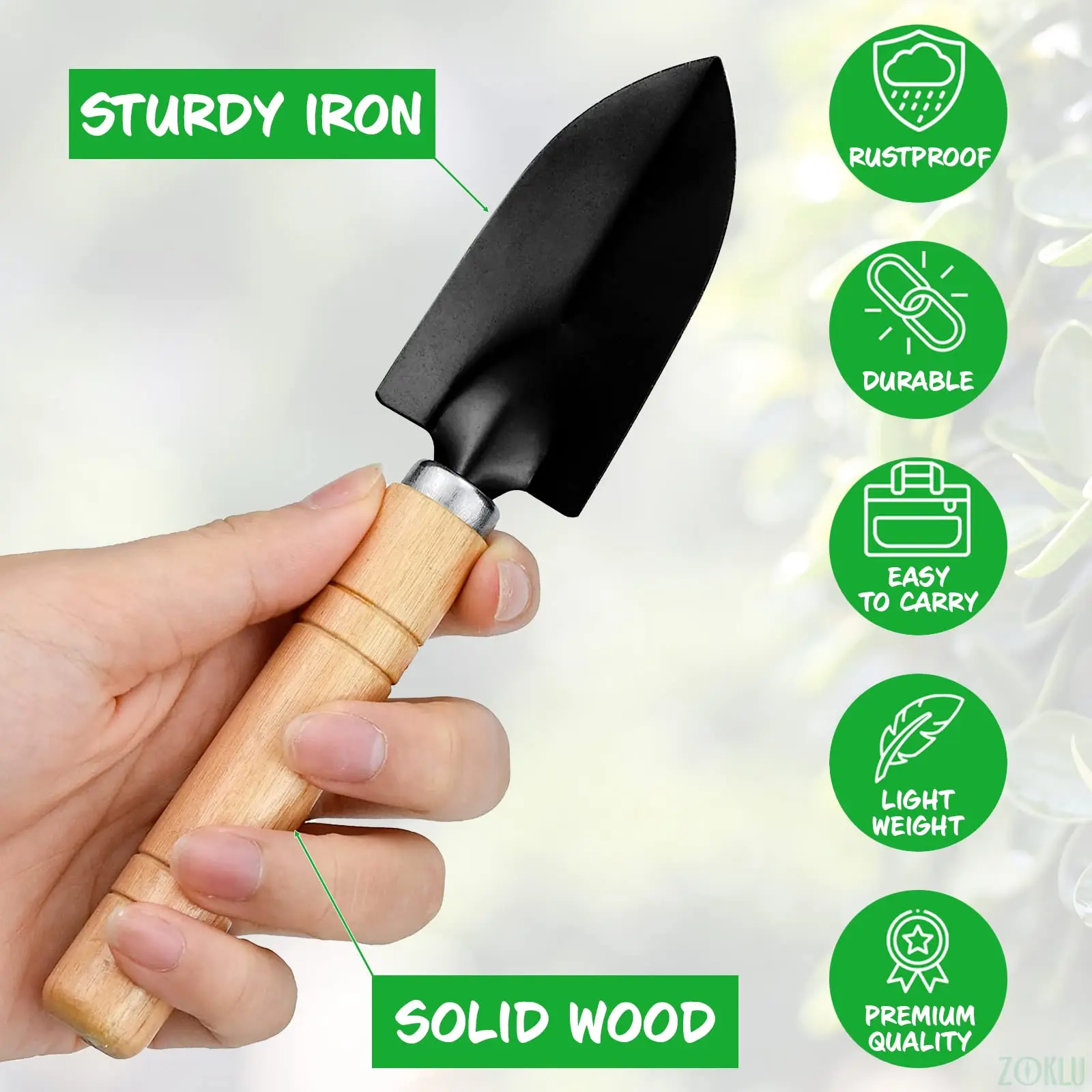 SenNan 3pcs Mini Garden Shovel Rake Spade Erramientas Bonsai Tools Set Wooden Handle for Flowers Potted Plant Garden Tools Kits