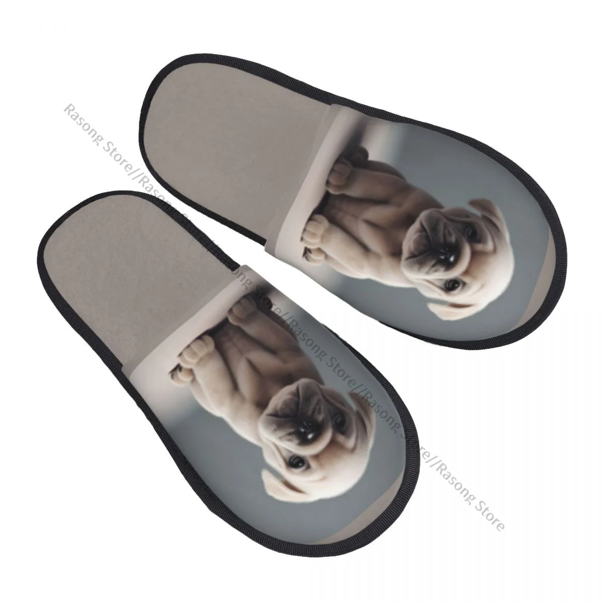 

Winter Slipper Woman Man Fluffy Warm Slippers French Bulldog Cute Puppy House Slippers Shoes