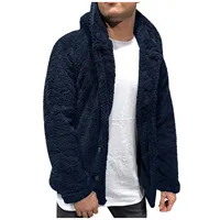 Coat Fluffy Fleece Thick Warm Windbreaker Jacket Long Sleeve Hooded Coat Plush Buttons Closure Thicken Warm Men Coat Outerwear - Image 5