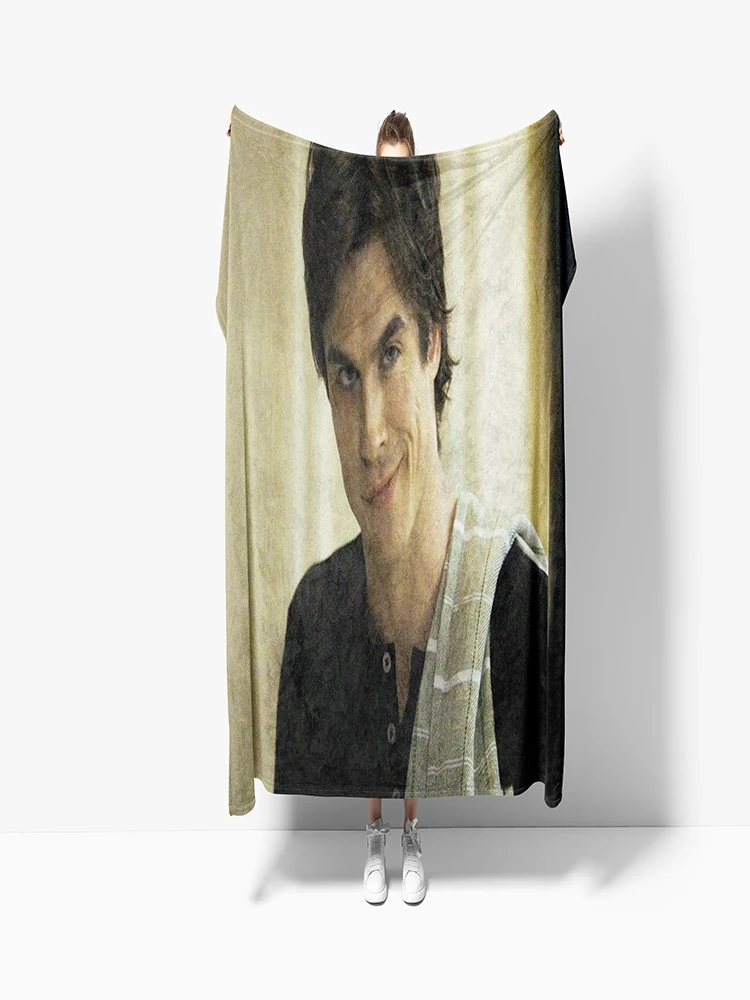 130x150cm The Vampire Diaries Damon salvatore printed blanket Warm Flannel blankets Soft and comfortable blanket 5