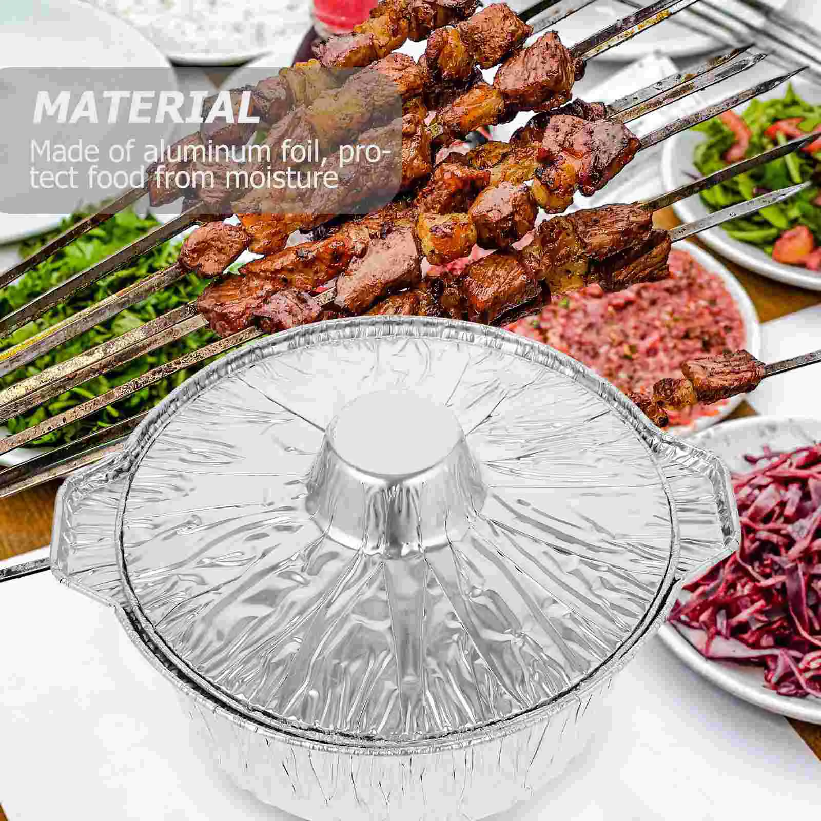 6 Pcs Tinfoil Cup Barbecue Aluminum Pot with Lid Thick Food Air Fryer Airfryer Small Covered Baking Saucepans