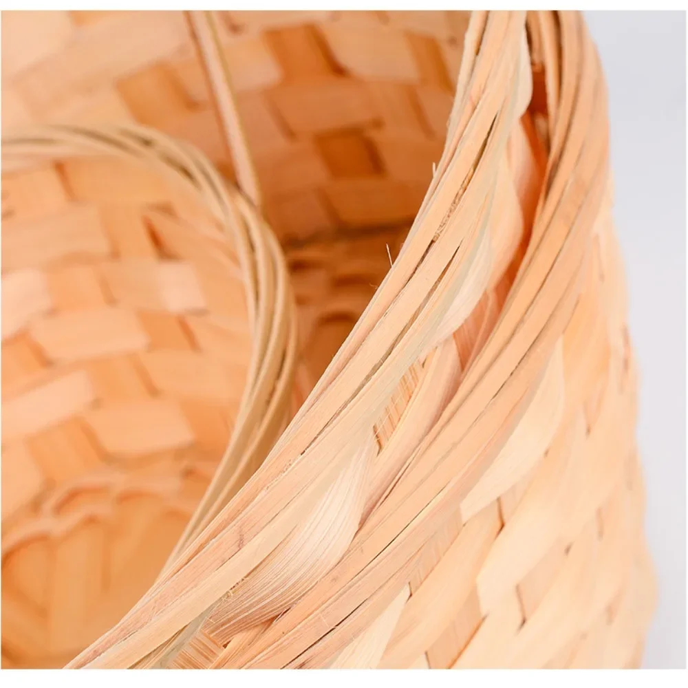 New Handmade Storage Basket Kitchen Accessories Durable Rattan Fruit Basket Multifunction Long Handle Bamboo Flower Basket 5