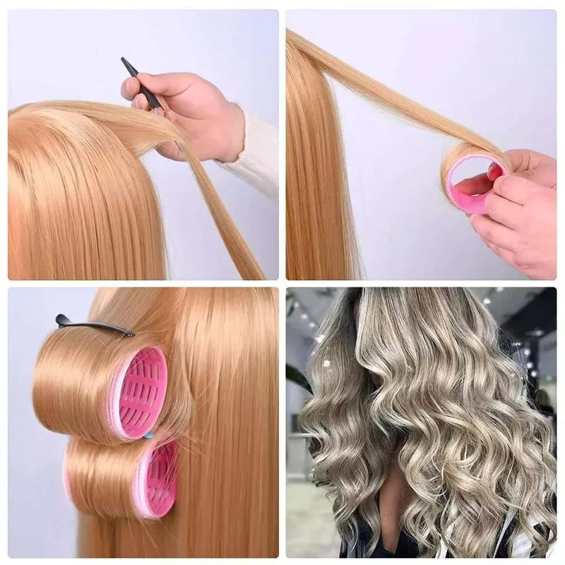 Plastic Hair Curling Rollers Set with Clips for Heat Free Styling
