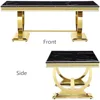Gold Coffee Table for Living Room,48" Black Rectangle Living Room Table with Gorgeous Gold Double U-Base,Luxury Coffee Table 3