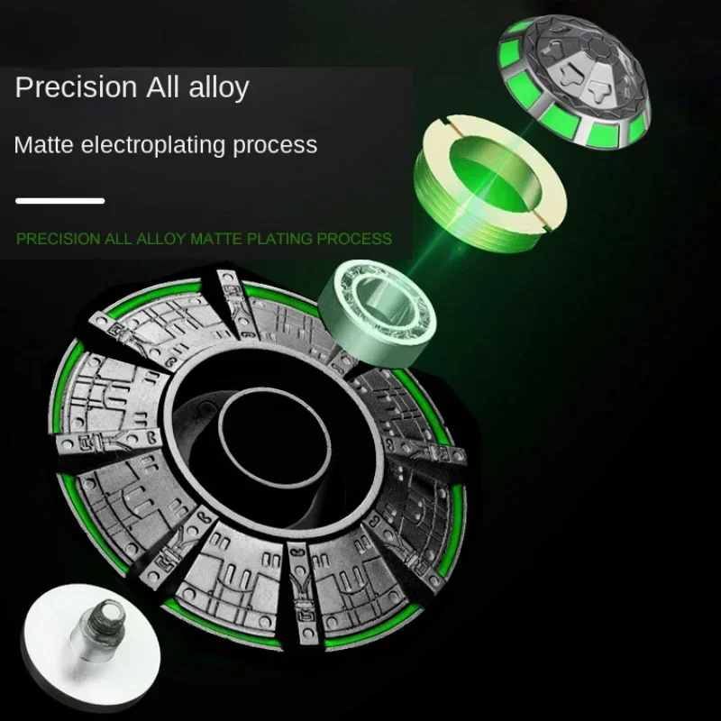 Cool Spaceship UFO Fidget Spinner EDC Metal Alloy Luminous Fingertip Gyroscope Relaxing Toys for Adults Children Anti Anxiety 3