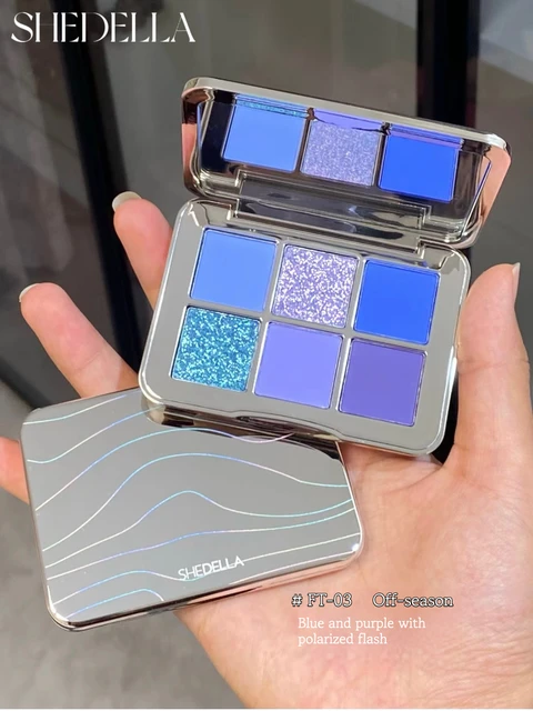 Shedella 6 Color Eyeshadow Platte Portable Shimmer Matte Pearlescent Blue Green Eye Shadow Purple  Cool Snow Iceberg Natural - Image 4