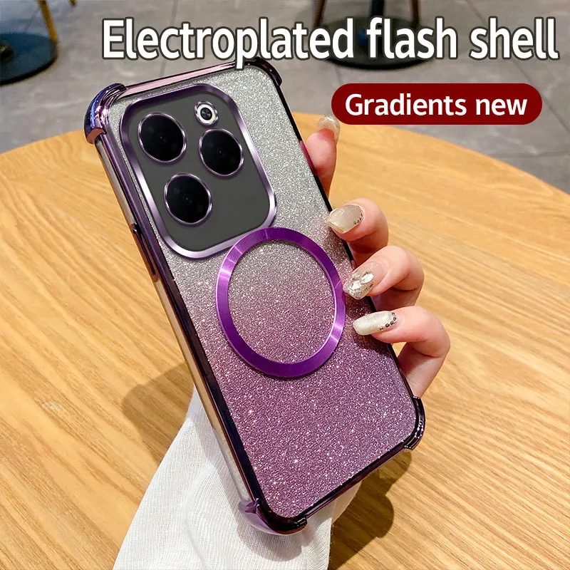 Magnetic Shockproof Phone Case For Infinix Clear Plating Cover_voghion.com